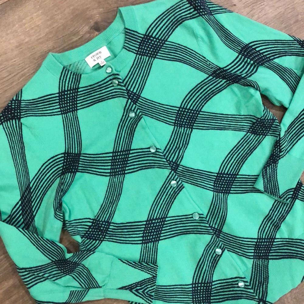 Crown & Ivy Cardigan Sweater Size Small Green Blue - Picture 2 of 4